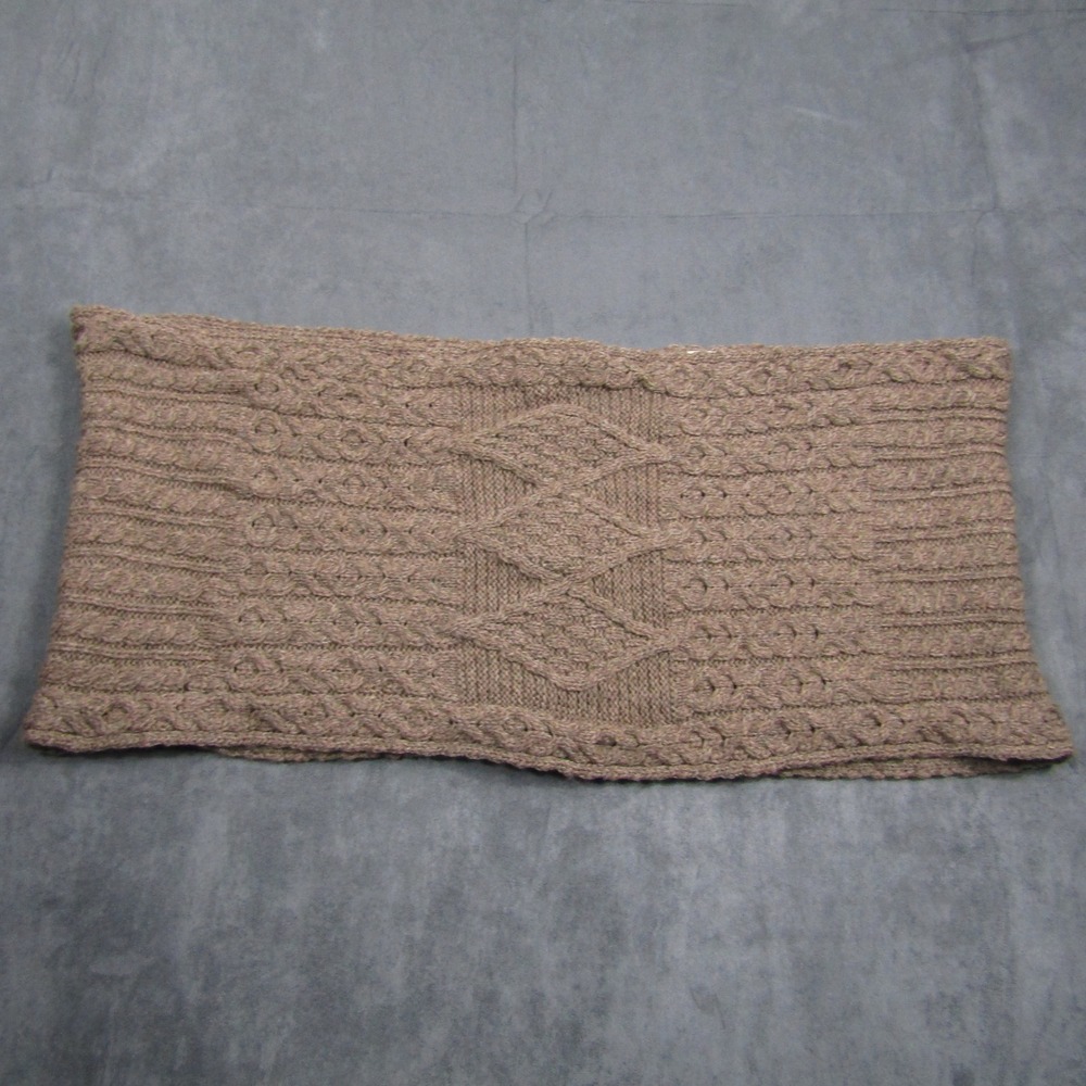 Carraig Donn Scarf Women One Size Brown 100% Merino Wool Aran Cable Knit Ireland